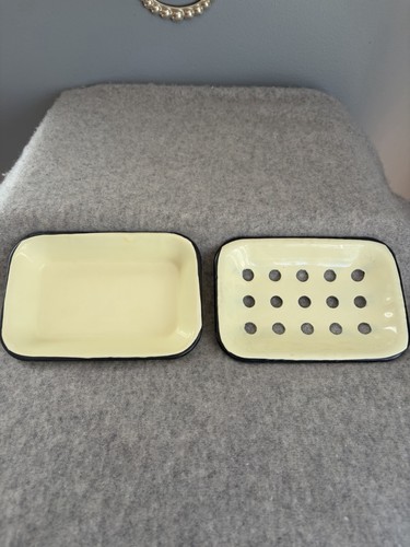Vtg enamelware soap dish - soap, 2