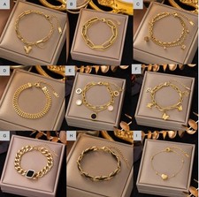 Women Bracelet 18K Gold Plated Stainless Steel Bangle Multiple Designs Jewellery