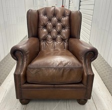 Tetrad Oskar Stunning Brown Leather Button Back Armchair Great Condition