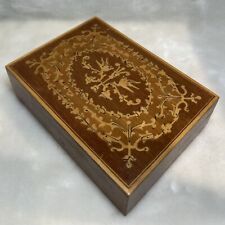 Vintage Music Box Italian Lacquered Inlaid Wooden Trinket Jewelry Box