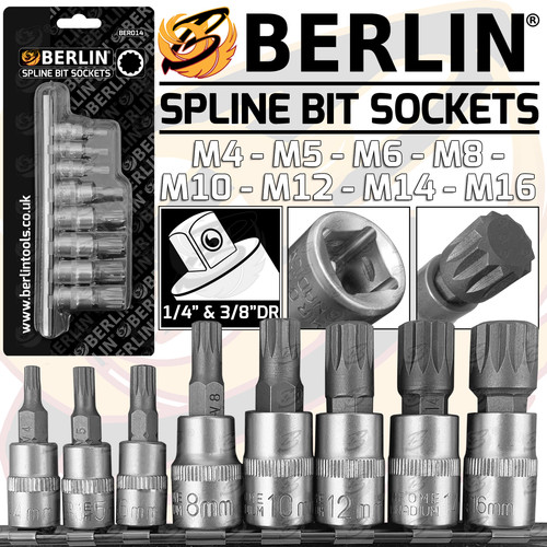 Spline bit socket set - 1/4", &