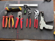 VDE electricians tool set teng snips, tie wrap tensioner, spanner pliers