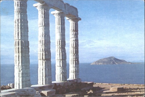 Vintage athens sounion temple - vintage,