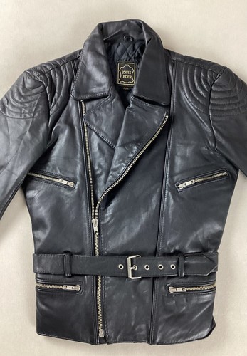 Vintage leather biker jacket - leather,