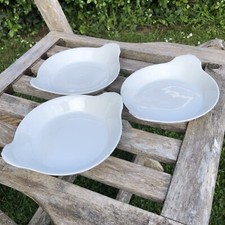 Apilco Porcelain White Round Au Gratin Set of 3 * READ