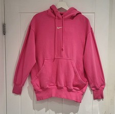 Nike Phoenix Fleece Oversized Hoodie Womens XS Pink White Logo Relaxed Fit   