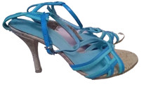 NEXT blue turquoise stilettos leather strappy ankle strap Size UK 6 EU 39