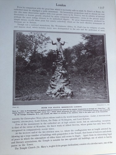 London 1924 peter pan statue - london, 1924: