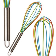 Whisk Stainless steel handle whisk Silicone Coated Multi Coloured Wire Utensil 