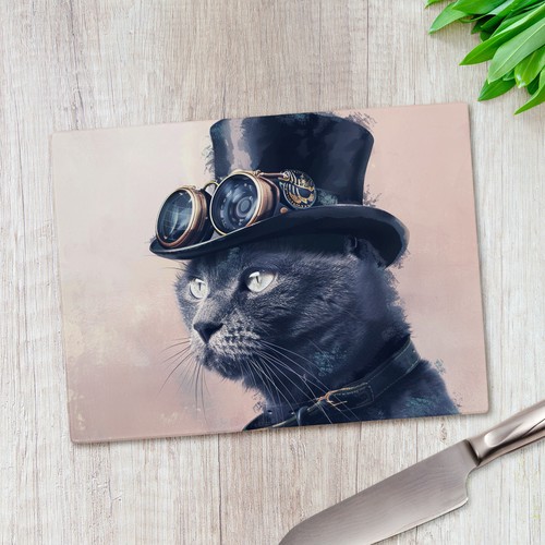 Russian blue cat hat - blue, glass