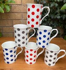 Set of 6 Polka Dot Grey Red &
