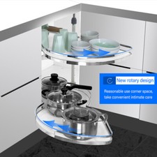 Kitchen Cabinet Cupboard Carousel Pull Out Corner Storage Unit Swivel Shelf UK