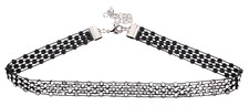 Sparkly Diamante Choker, Boho Slim Black Mesh Collar Necklace Party Prom