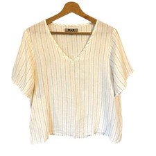 FLAX White Yellow Stripe Crop