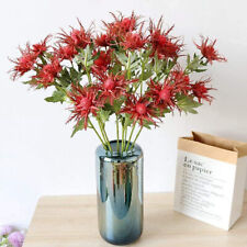 3 Fork Artificial Eryngium Foetidum Flowers Plants Fake Thistles Leaves Home