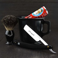 OLD BARBER STYLE Classic Shaving Starter kit MUG BRUSH SOAP AND RAZOR Gift Set