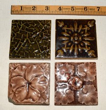 4 Antique tiles, kitchen wall , fireplace, etc. Found bottle digging.