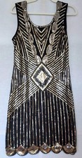 Evening Dress Medium Gold & Silver Sequins Charleston Style Beautiful BNWOT