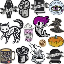Dark gothic enamel lapel pin - lapel,
