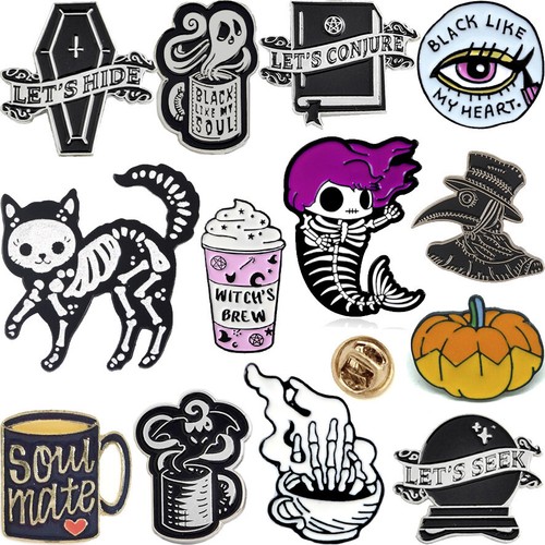 Dark gothic enamel lapel pin - lapel,
