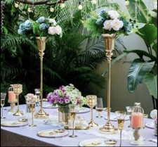 HIRE - Gold Tall Vases - Wedding Centrepiece. Please Message For More Info