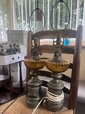 Pair Of Vintage Amber Glass