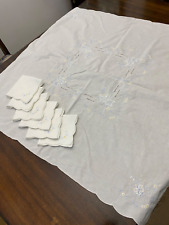 Table cloth & 6 napkins set white machine embroidered 80X80 cm  TO9