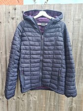 Karrimor Womens Padded Jacket Navy Blue UK 16 Hooded, Pockets, Full Zip. Light