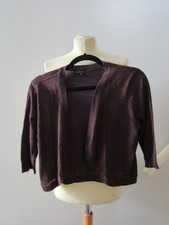 Women's Debut Debenhams Purple Gold Glitter Bolero Knitted Cardigan UK Size 16