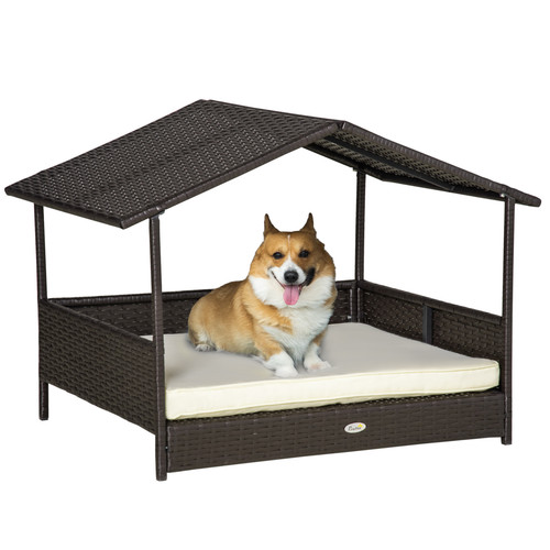 Dog house elevated rattan - house,