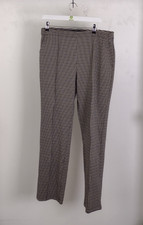 M&S Women's Trousers Size 16 Regular Dogtooth Stretch High Rise Straight New F2