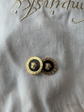 Versace Medusa Logo Round Black And Gold Studs  Earings