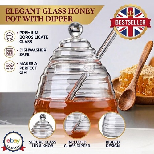 Glass honey jar with - honey,
