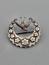 Victorian hallmarked silver crescent & swift brooch circa 1891/9 by James Swann