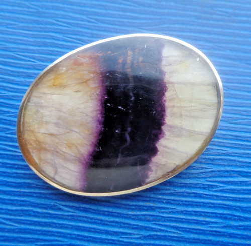 Silver blue john - blue, brooch