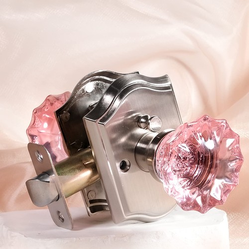 Pink glass crystal door - pink,