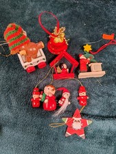 9 Various Wooden Hanging Christmas Decorations