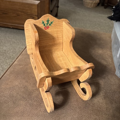 Wooden christmas sleigh - wooden, for