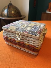 Cute Wicker Vintage Sewing Basket With Added Box Of Bits!
