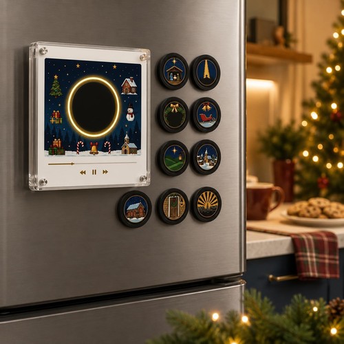 Christmas vinyl player fridge - vinyl,