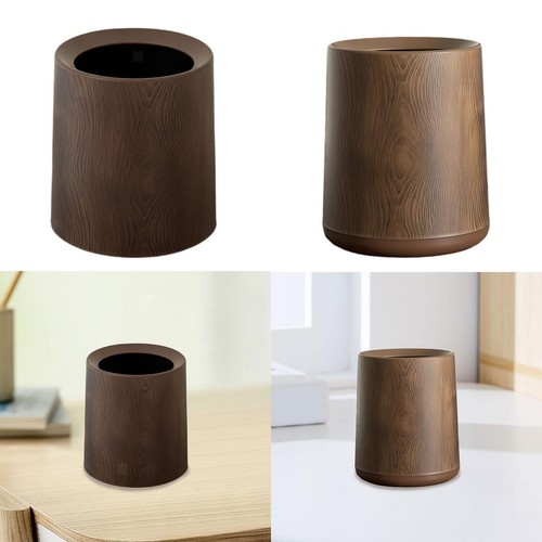 Wood grain trash can - trash, top