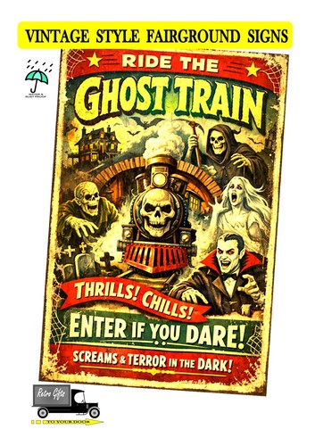 Ghost train sign - train, vintage