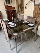 Mid-Century Italian F.lli Orsenigo Chrome & Smoked Glass Dining Suite