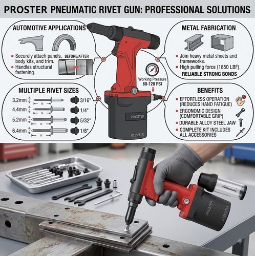 Pneumatic rivet gun - rivet, 4500lbf