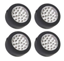 4 x 24 LED Round Camping Magnetic Workshop Light Lamp Battery Powered Hook Hang
