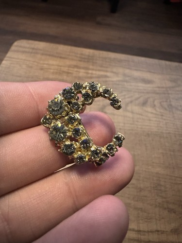 Vintage gold tone crescent - gold,