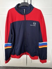 Sergio Tacchini Bastiano Track Top XXL Maritime Blue 80s Casual Jacket 24 P2P