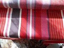 Romo 7206/03 Elsworth Red multi stripe Linen Fabric full width x 3m