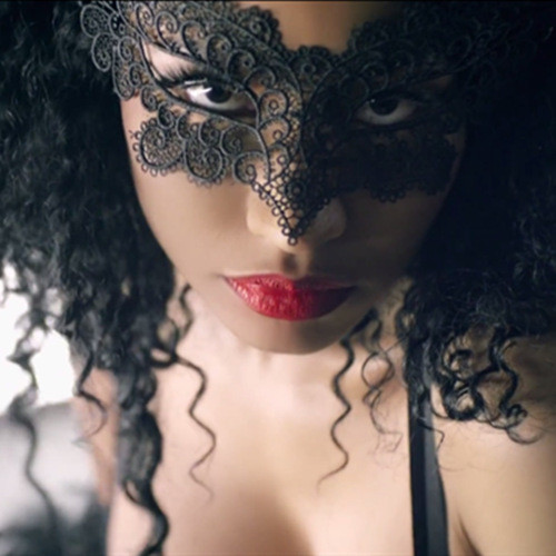 Black lace mask - black,