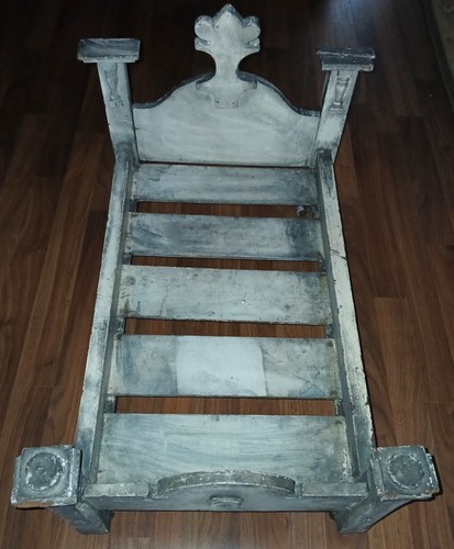 Antique scandinavian doll - doll, bed
